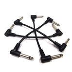 6 Pack 12 Inch Guitar Patch Cables, Black Guitar Pedal Cable Effect Cable Cord, TS Right Angle Guitar Patch Cable
