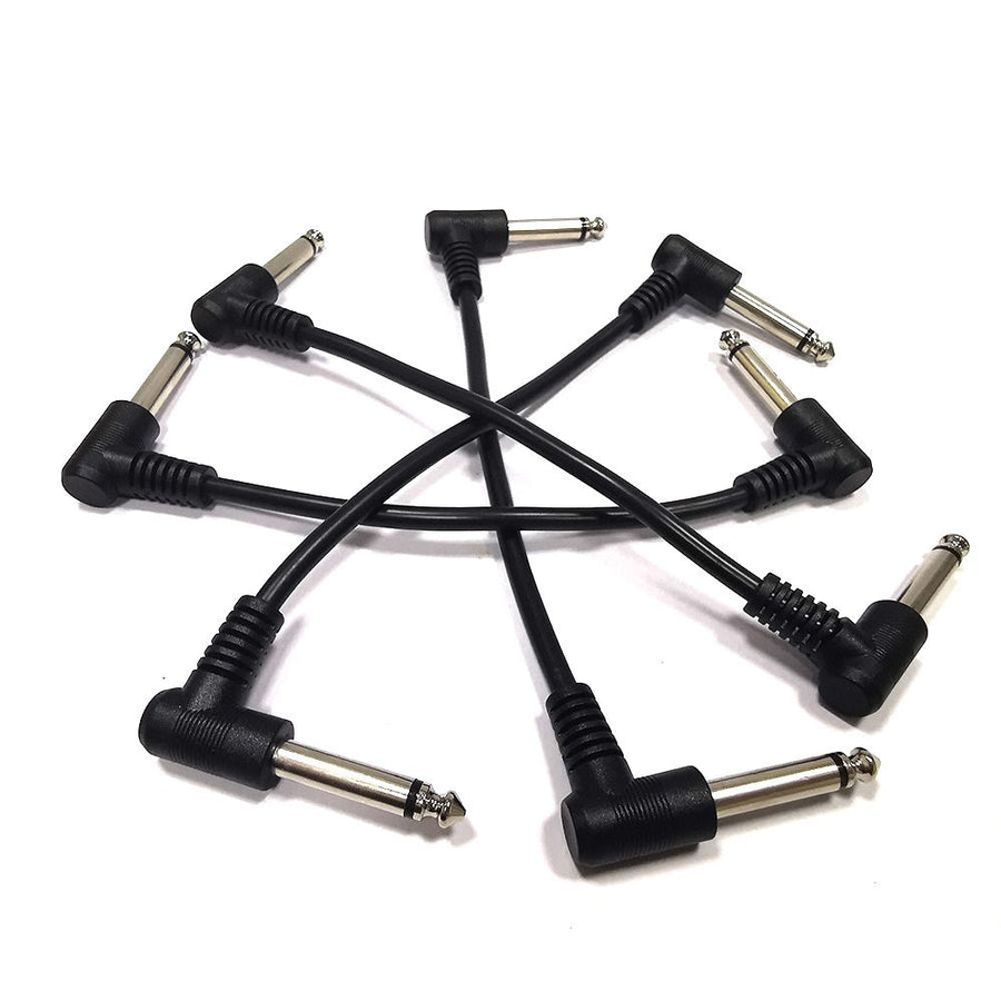 6 Pack 12 Inch Guitar Patch Cables, Black Guitar Pedal Cable Effect Cable Cord, TS Right Angle Guitar Patch Cable