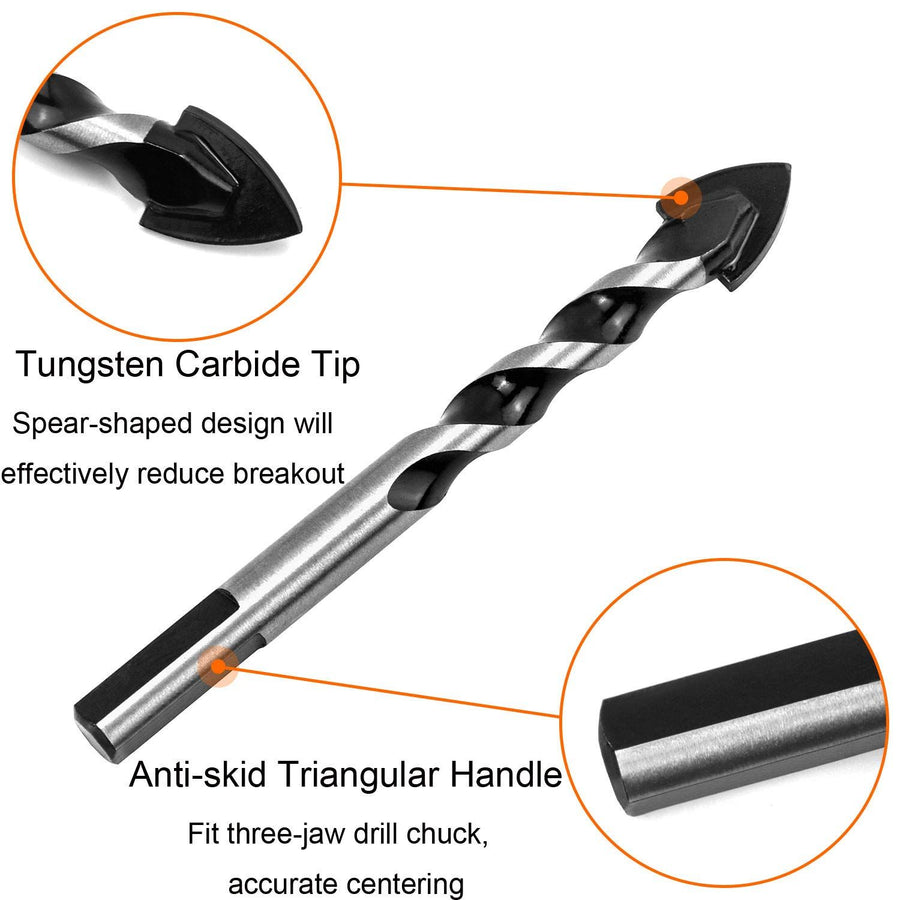 5PCS Concrete Drill Bit Set Masonry Drill Bit Set Professional Carbide Drill Bits Extension Drill Bit Set for Glass, Tile