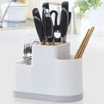 Countertop Silverware Holder | Oval Cutlery Caddy | Minimalistic Fork Spoon Knife Utensil Organizer | Plastic Flatware Holder