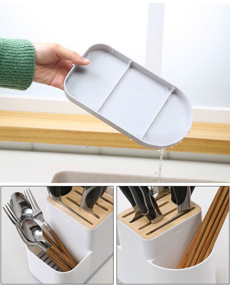Countertop Silverware Holder | Oval Cutlery Caddy | Minimalistic Fork Spoon Knife Utensil Organizer | Plastic Flatware Holder