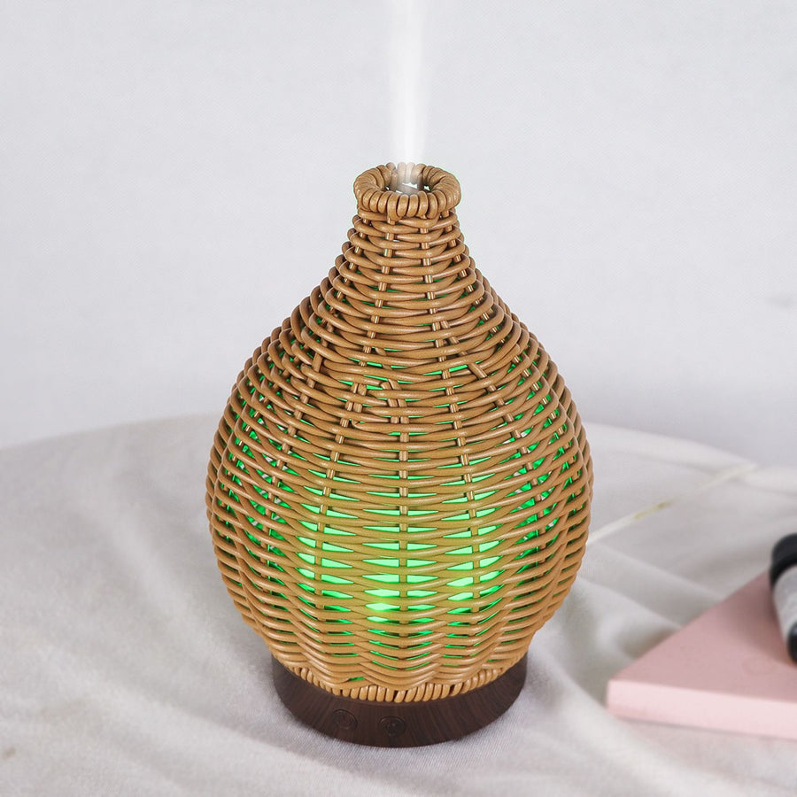 Essential Oil Diffuser for Home Rattan Weaving, 100mL 7 Changing Color Lights Ultrasonic Aroma Humidifier