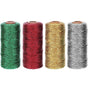 4 pcs Decorative Metallic Bakers String - Wrapping Twine String - Inelastic - Glitter String for DIY Crafting Christmas
