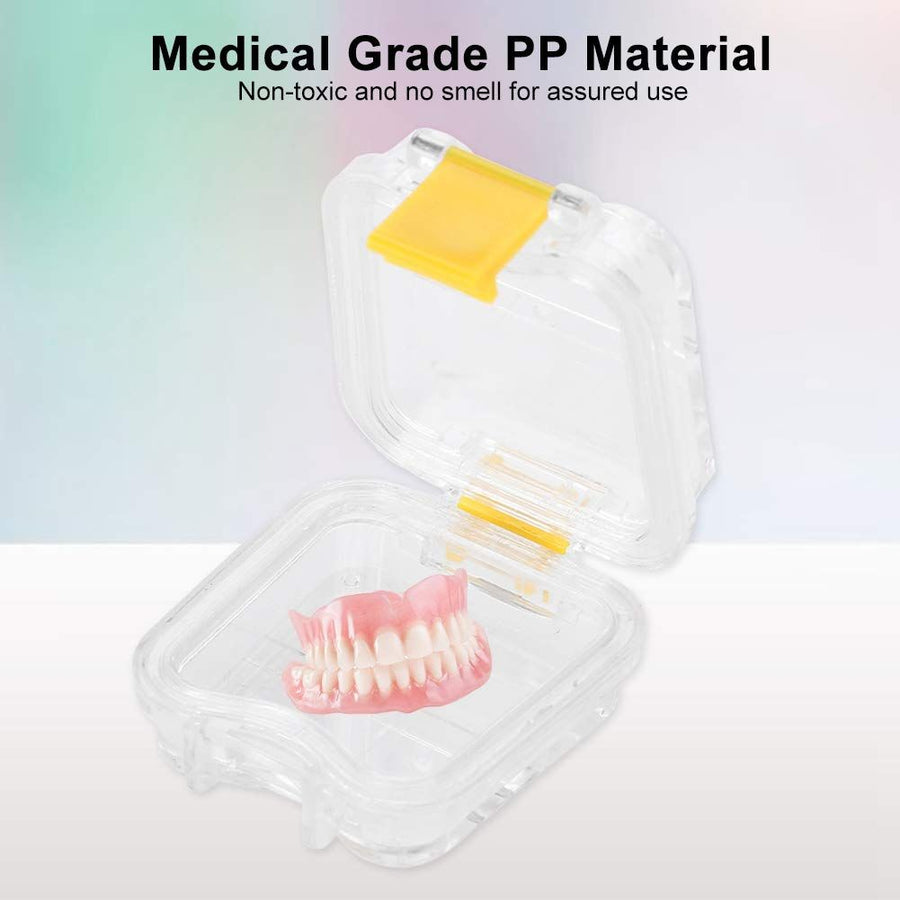 Denture Case, Professional Dental False Teeth Storage Box, Portable Tooth Container with Film for False Teeth, Denture