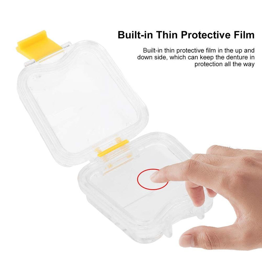 Denture Case, Professional Dental False Teeth Storage Box, Portable Tooth Container with Film for False Teeth, Denture