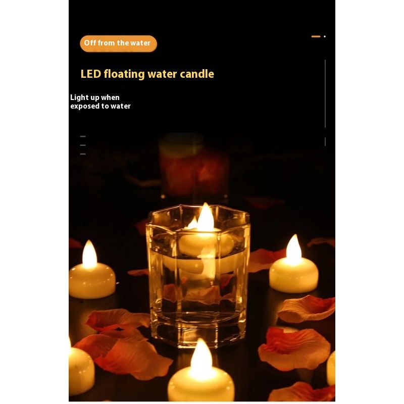 12Pcs yellow Waterproof Flameless Floating Tealights, LED Floating Candles Warm Yellow Flickering Tea Lights