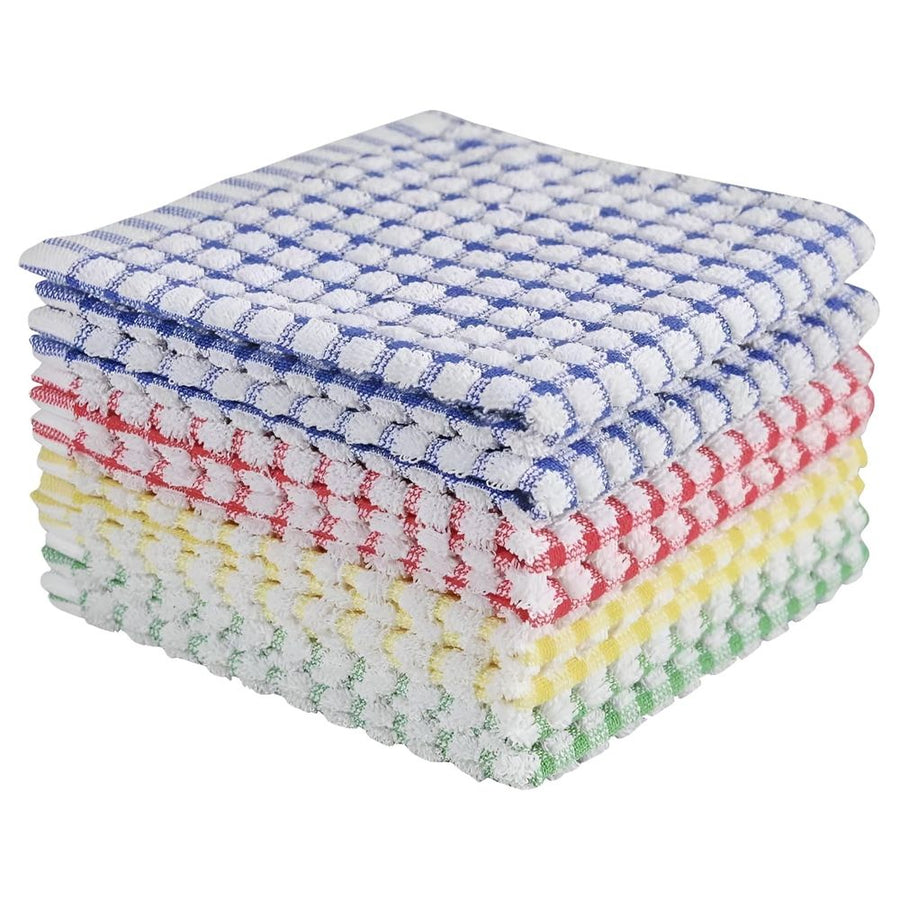 Dish Cloths for Kitchen Washing Dishes, Super Absorbent Dish Rags, Cotton Terry Cleaning Cloths Pack of 8, 12x12 Inches
