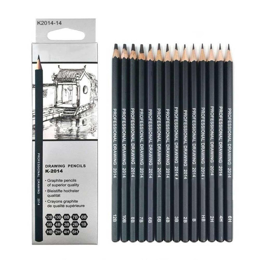 14Pcs Sketch Pencils Set Sketching Drawing Graphite Art Charcoal Pencil S6X5