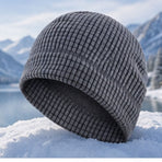 Gentlemen Winter Fleece Lined Thick Windproof Hat Cozy For Cycling And Running