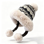 Ladies Fair Isle Pattern Cold Weather Cap Soft Acrylic Knit Thermal Headwear For Winter Daily Use