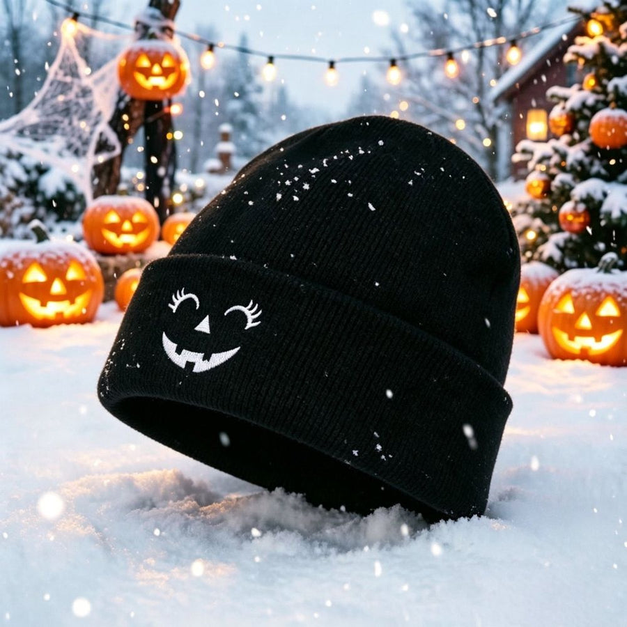Halloween Embroidered Beanie Skull Horror Knitted Hat Pullover For Party Daily Winter Outdoor Wear