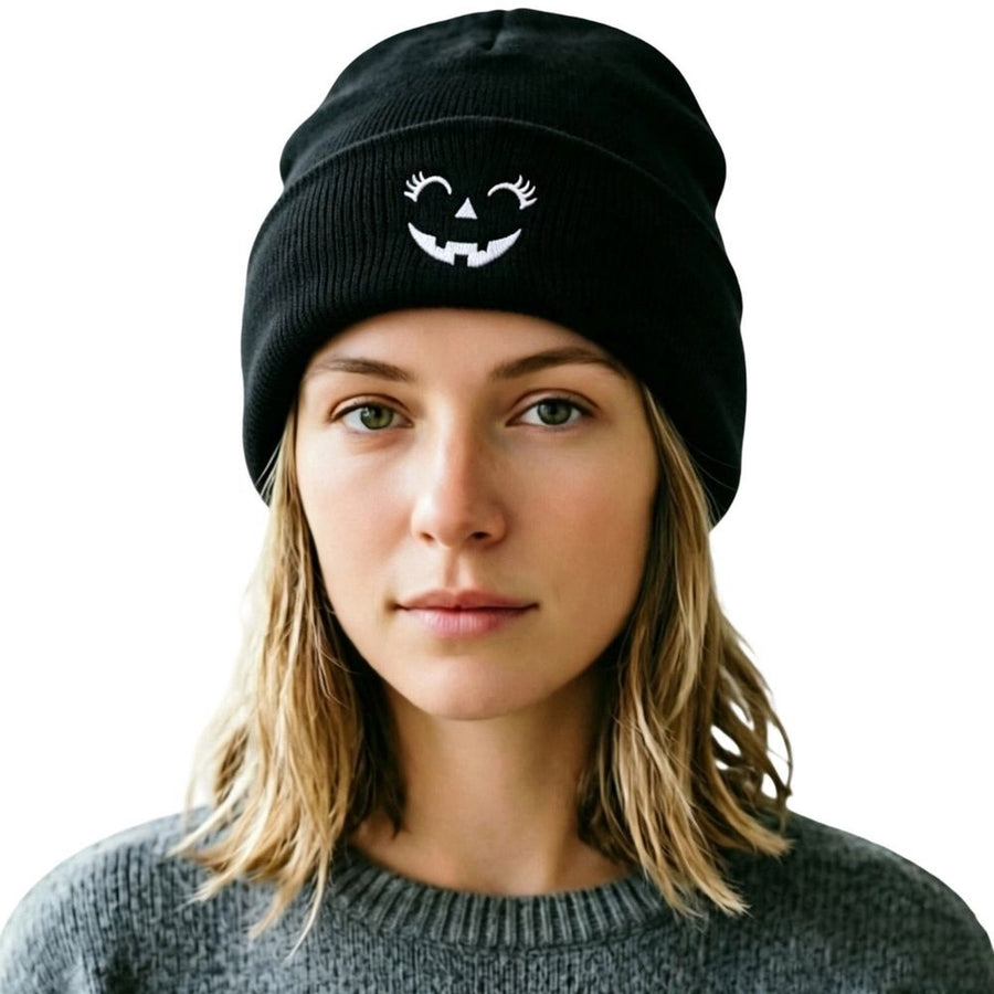 Halloween Embroidered Beanie Skull Horror Knitted Hat Pullover For Party Daily Winter Outdoor Wear