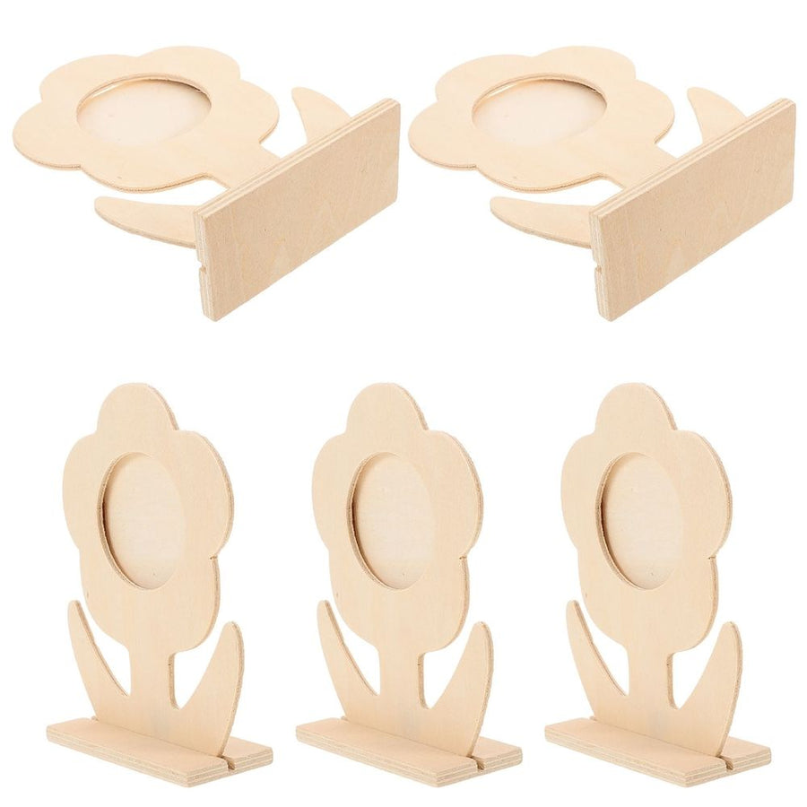 5Pcs Light Brown Wood Photo Frame for Home Desktop Picture Decoration