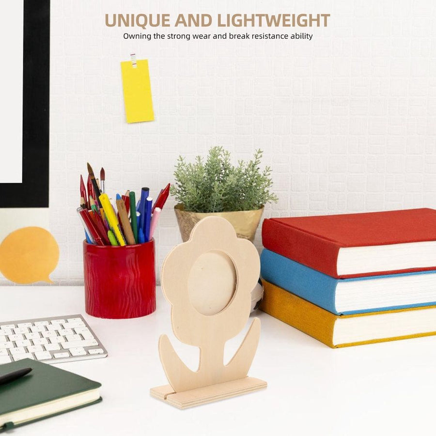 5Pcs Light Brown Wood Photo Frame for Home Desktop Picture Decoration
