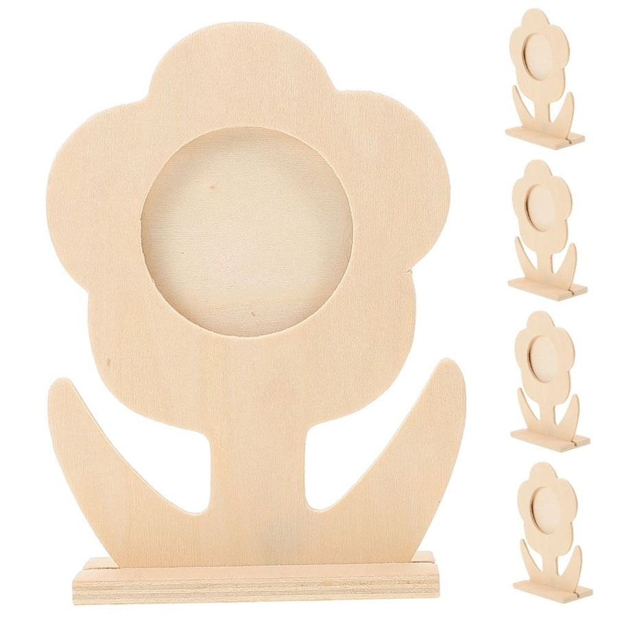 5Pcs Light Brown Wood Photo Frame for Home Desktop Picture Decoration