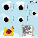 500 Pieces Eyes Self Adhesive Black White Craft Eyes for DIY Crafts Decoration (0.4 in, 0.6 in, 0.8 in, 1 in, 1.2 in) - Top-Down View