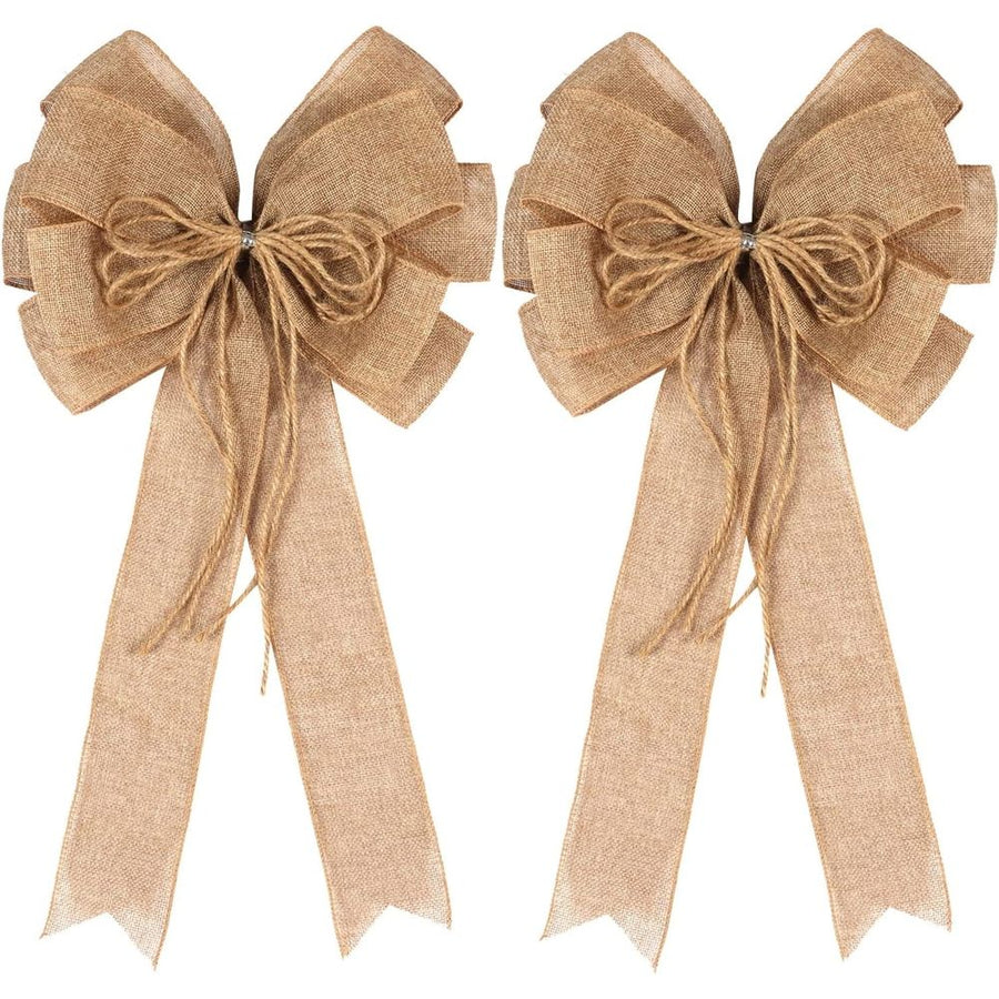 2PCS Large Christmas Wreath Bows Decor,Xmas Tree Topper Bow Decorations for Christmas Holiday Home Front Door Outdoor