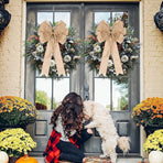 2PCS Large Christmas Wreath Bows Decor,Xmas Tree Topper Bow Decorations for Christmas Holiday Home Front Door Outdoor