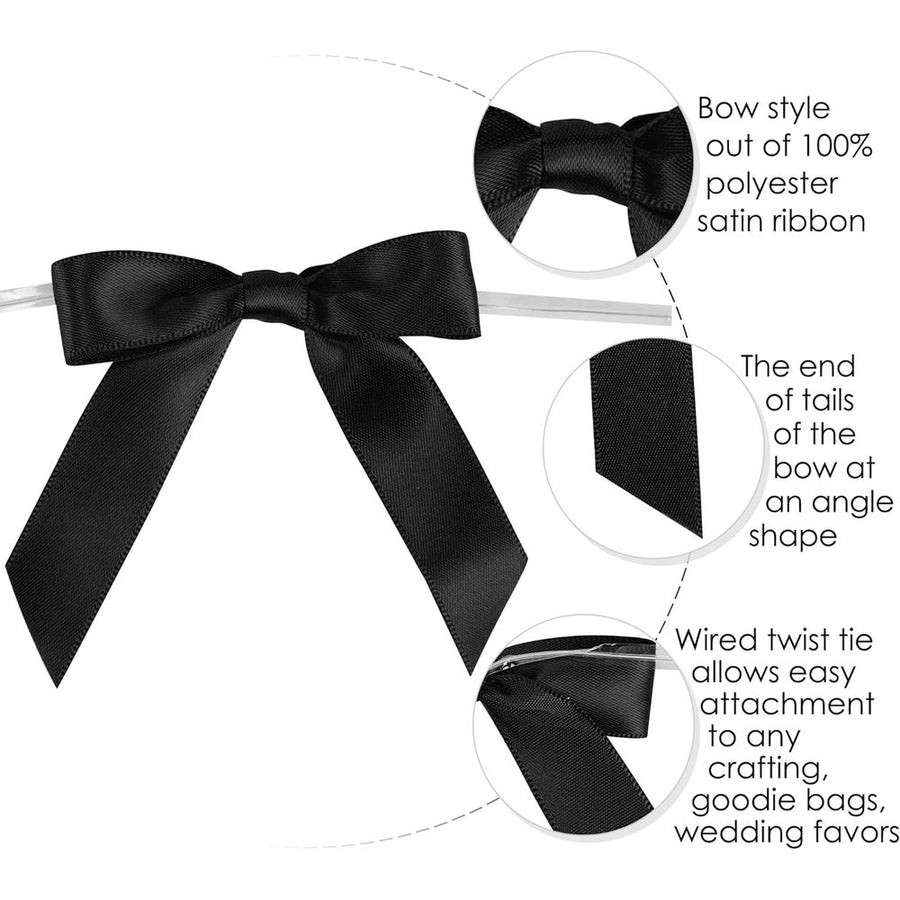 50PCS Satin Bow for Gift Wrapping Twist Tie Bows for Wedding Favors Candy Apples Party Valentine's Day Christmas Decorations