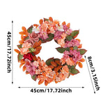 Artificial Fall Wreath with Hydrangea and Roses | Front Door Floral Wreath for Thanksgiving, Porch, Wall, Mantel, Window, Entryway Home Decor