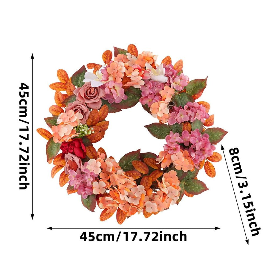 Artificial Fall Wreath with Hydrangea and Roses | Front Door Floral Wreath for Thanksgiving, Porch, Wall, Mantel, Window, Entryway Home Decor