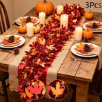 3 Pack Fall Maple Leaf tinsel Garland 78.7in  Thanksgiving Decor Autumn Streamer for Table Runner Fireplace Mantel Stair Railing Harvest Party Supplies
