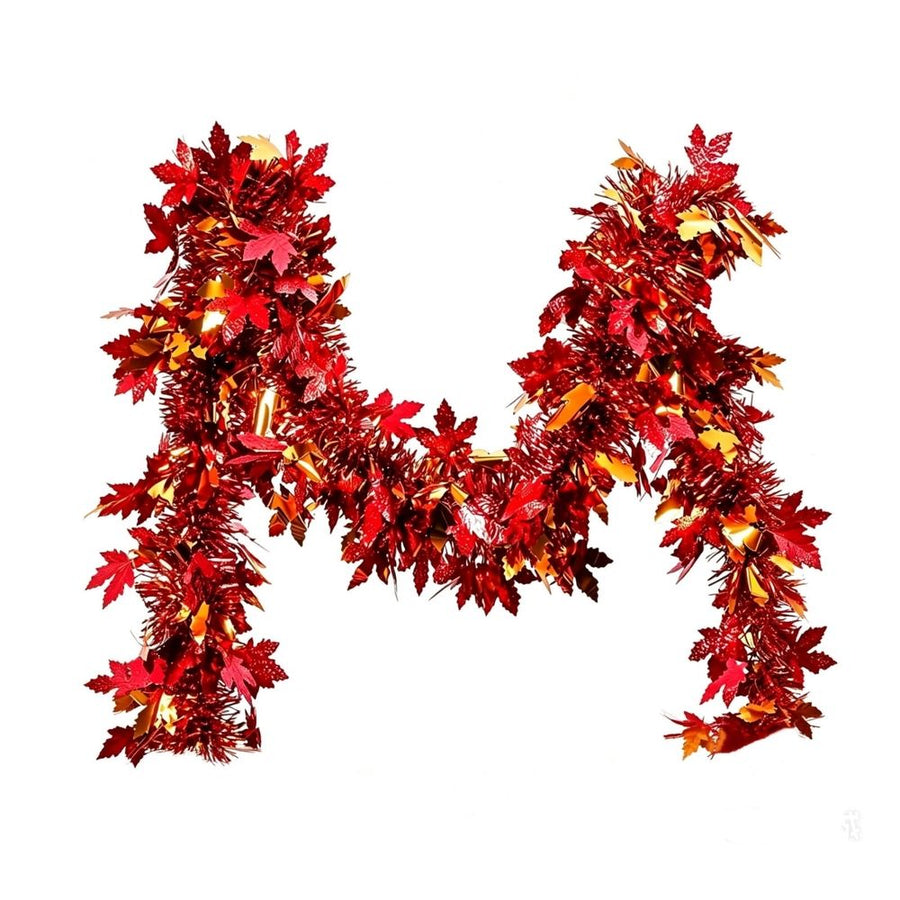 3 Pack Fall Maple Leaf tinsel Garland 78.7in  Thanksgiving Decor Autumn Streamer for Table Runner Fireplace Mantel Stair Railing Harvest Party Supplies