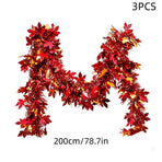 3 Pack Fall Maple Leaf tinsel Garland 78.7in  Thanksgiving Decor Autumn Streamer for Table Runner Fireplace Mantel Stair Railing Harvest Party Supplies