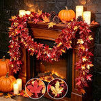 3 Pack Fall Maple Leaf tinsel Garland 78.7in  Thanksgiving Decor Autumn Streamer for Table Runner Fireplace Mantel Stair Railing Harvest Party Supplies