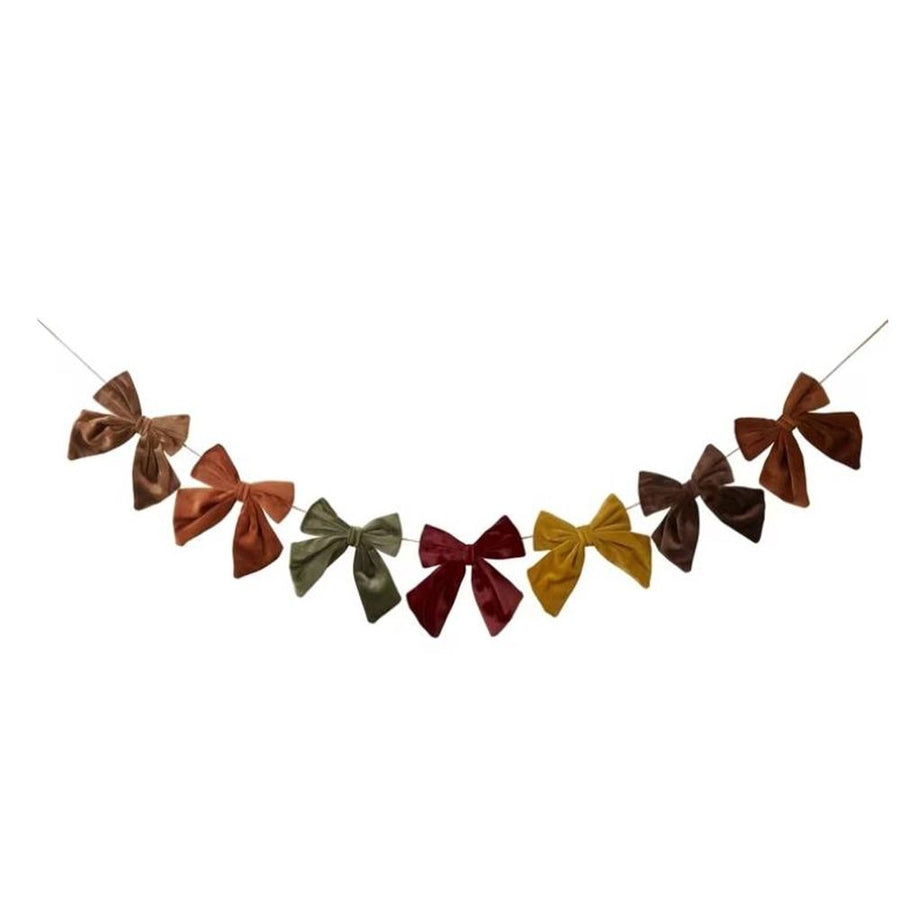 Velv bow garland Fall Bunting 6.5 Ft Thanksgiving Ribbon Banner Assembled coqute Decor for Fireplace Mantle Staircase Wall Rustic Holiday Party Table Centerpiece Kitchen Home