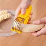 Banana Slicer,ABS + Stainless Steel Fruit and Vegetable Salad Peeler Cutter Kitchen Tools For Banana, Strawberry,Grape（2 pcs）