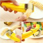 Banana Slicer,ABS + Stainless Steel Fruit and Vegetable Salad Peeler Cutter Kitchen Tools For Banana, Strawberry,Grape（2 pcs）