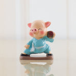 4 Pieces Pig Ornament Kungfu Monk Pig Statues Resin Monks Decorative Ornaments for Home Baby Buddha Decor Gift