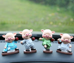 4 Pieces Pig Ornament Kungfu Monk Pig Statues Resin Monks Decorative Ornaments for Home Baby Buddha Decor Gift