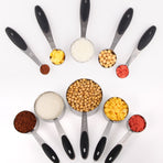 Measuring Cups Stainless Steel Measuring Cups and Spoons Set of 10 Piece, Upgraded Thickness Handle(Black)
