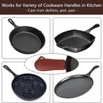 Leather Heat-Insulating Pot Handle Holster Handle Holder Cast Iron Handle Covers Panhandle Potholder Pot Handle Cover 2pcs