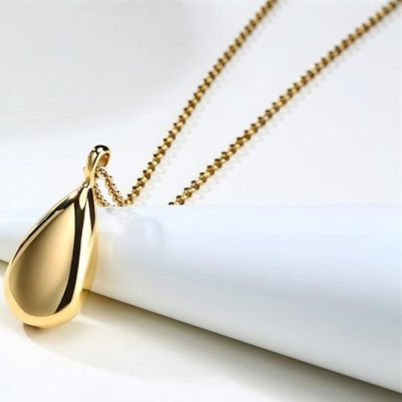 Carved Teardrop Keepsake Ashes Necklace Urn Pendant Cremation Memorial Jewelry-Always in my heart-2PCS