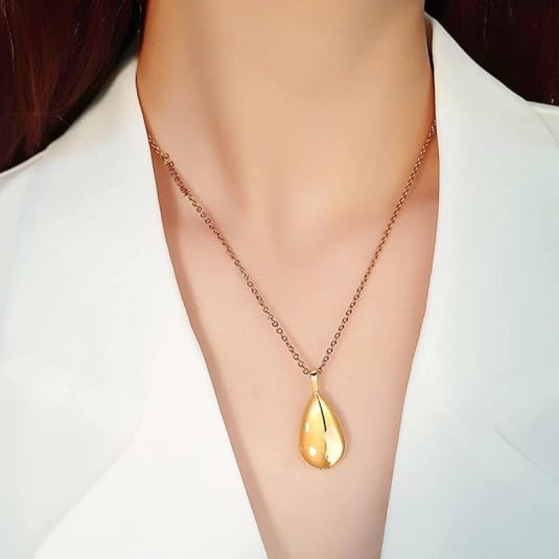 Carved Teardrop Keepsake Ashes Necklace Urn Pendant Cremation Memorial Jewelry-Always in my heart-2PCS
