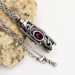 Cremation Urn Necklace for Ashes Keepsake Cremation Jewelry for Human Ashes Stainless Steel Memorial Pendant with Flower -February