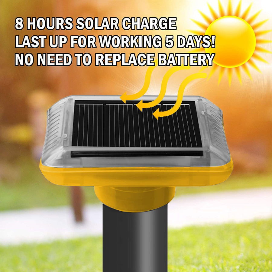 Solar Powered Repeller, 4 Pack Mole Repellent,Repellent Ultrasonic, Snake Deterrent, Vibration Stakes Outdoor