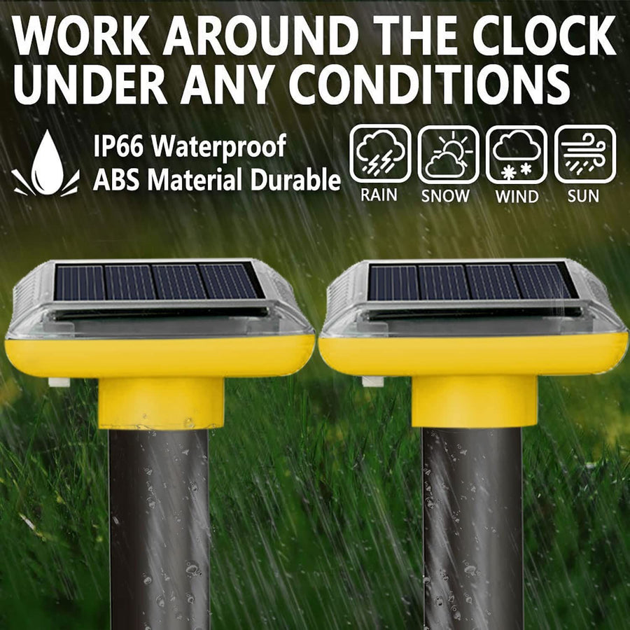 Solar Powered Repeller, 4 Pack Mole Repellent,Repellent Ultrasonic, Snake Deterrent, Vibration Stakes Outdoor