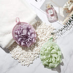 6 Pieces Bath Shower Pouf Sponge Mesh Pouf Shower Ball Exfoliating Body Sponge Pad Shower Scrubber Ball Shower Glove with Ball