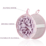 6 Pieces Bath Shower Pouf Sponge Mesh Pouf Shower Ball Exfoliating Body Sponge Pad Shower Scrubber Ball Shower Glove with Ball