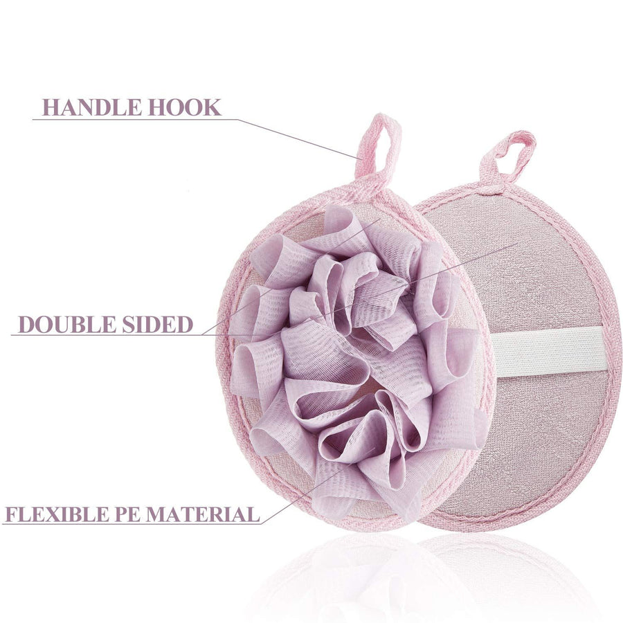6 Pieces Bath Shower Pouf Sponge Mesh Pouf Shower Ball Exfoliating Body Sponge Pad Shower Scrubber Ball Shower Glove with Ball