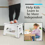Handy Laundry Folding Lightweight Step Stool is Sturdy Enough to Support Adults and Safe Enough for Kids. Opens Easy with One Flip.