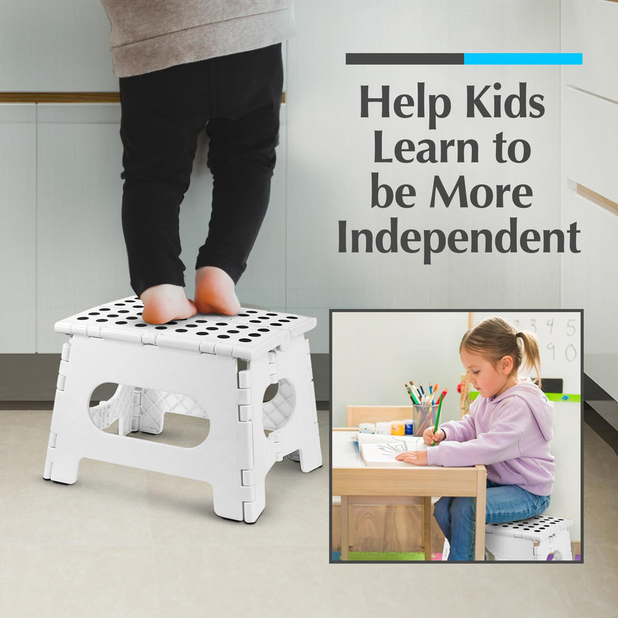 Handy Laundry Folding Lightweight Step Stool is Sturdy Enough to Support Adults and Safe Enough for Kids. Opens Easy with One Flip.