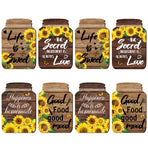 8 Pcs Sunflower Vases Wall Sticker,Wood Color Wall Decals Peel and Stick,Wall Stickers for Living Room Kitchen Bedroom Study