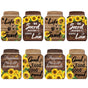 8 Pcs Sunflower Vases Wall Sticker,Wood Color Wall Decals Peel and Stick,Wall Stickers for Living Room Kitchen Bedroom Study
