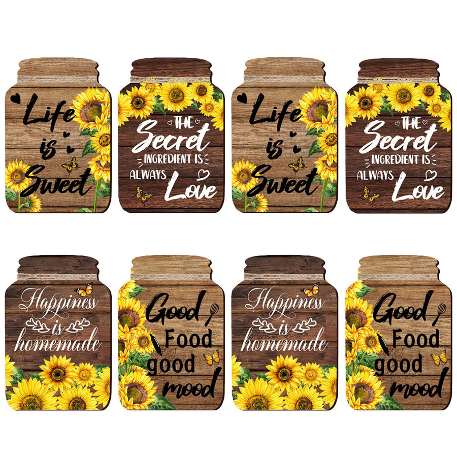 8 Pcs Sunflower Vases Wall Sticker,Wood Color Wall Decals Peel and Stick,Wall Stickers for Living Room Kitchen Bedroom Study