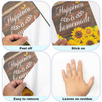 8 Pcs Sunflower Vases Wall Sticker,Wood Color Wall Decals Peel and Stick,Wall Stickers for Living Room Kitchen Bedroom Study